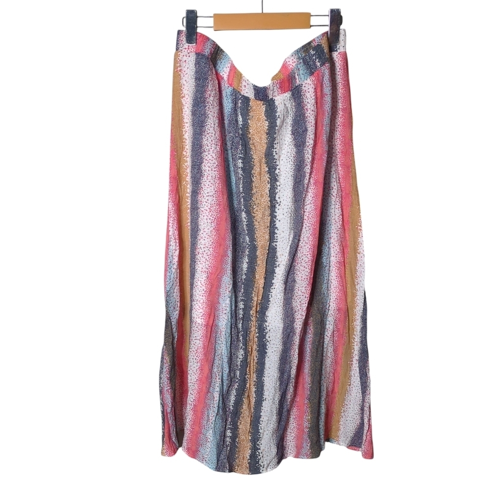 Hope & Harlow Multicolor Striped Skirt Elastic Waist Size XL Petite